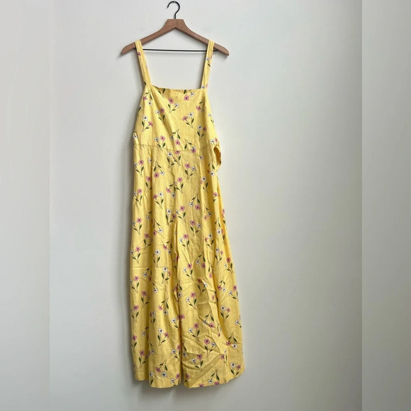 Revolve Finders Keepers Limoncello Cropped Jumpsuit Wide Leg Linen Flower Stripe - Picture 6 of 16